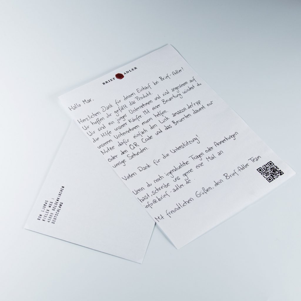Amazon Bewertungen Brief Briefadler Handgeschrieben Weißes Papier